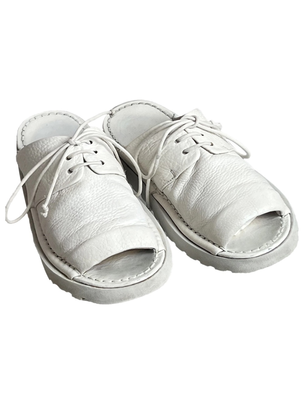 Marsell Lace-Up open toe white leather sandal